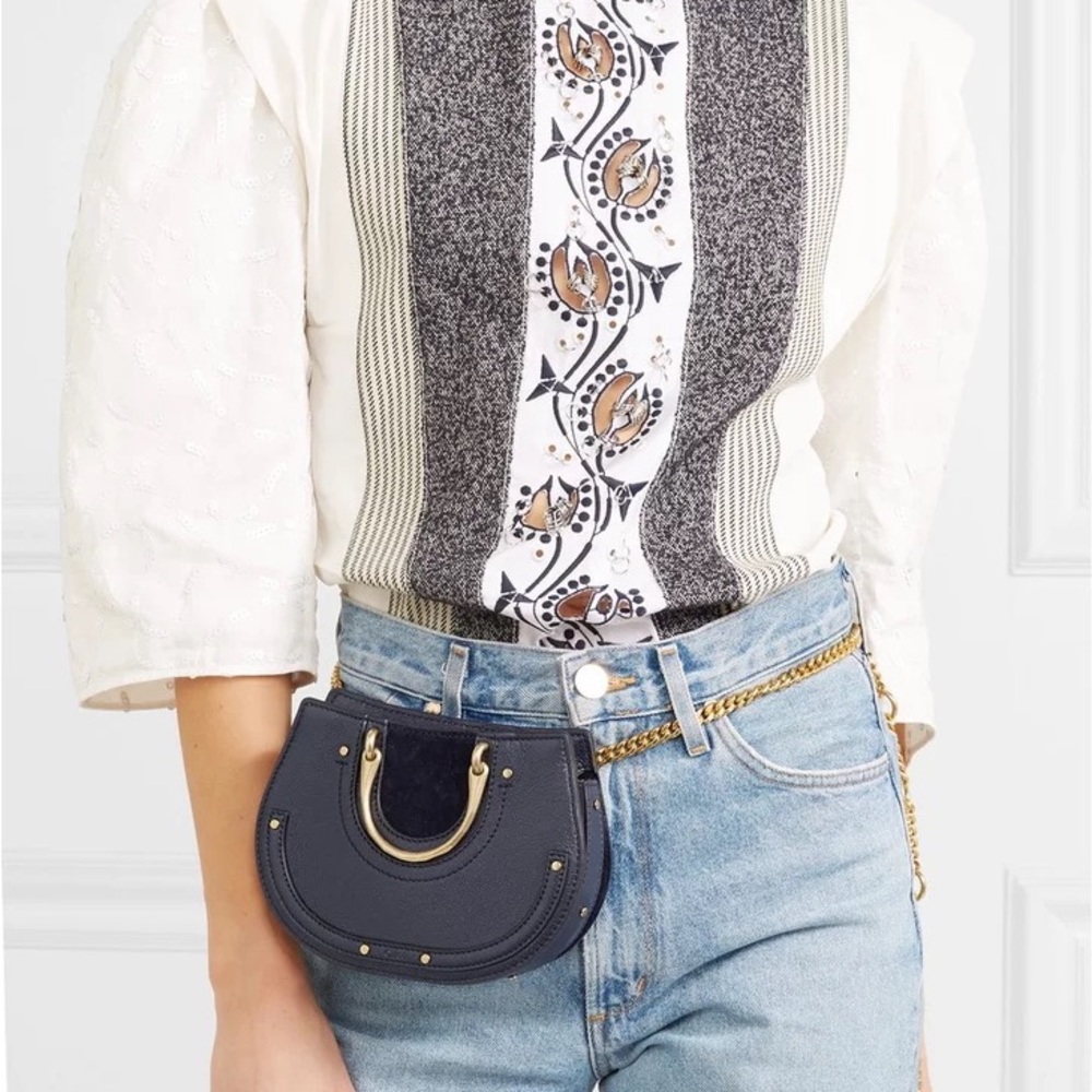 Chloé Pixie Mini Suede and Textured Leather Belt Bag